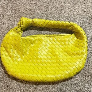 Yellow Woven Handle Shoulder Bag - Women